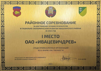 1 место среди промышленных организаций